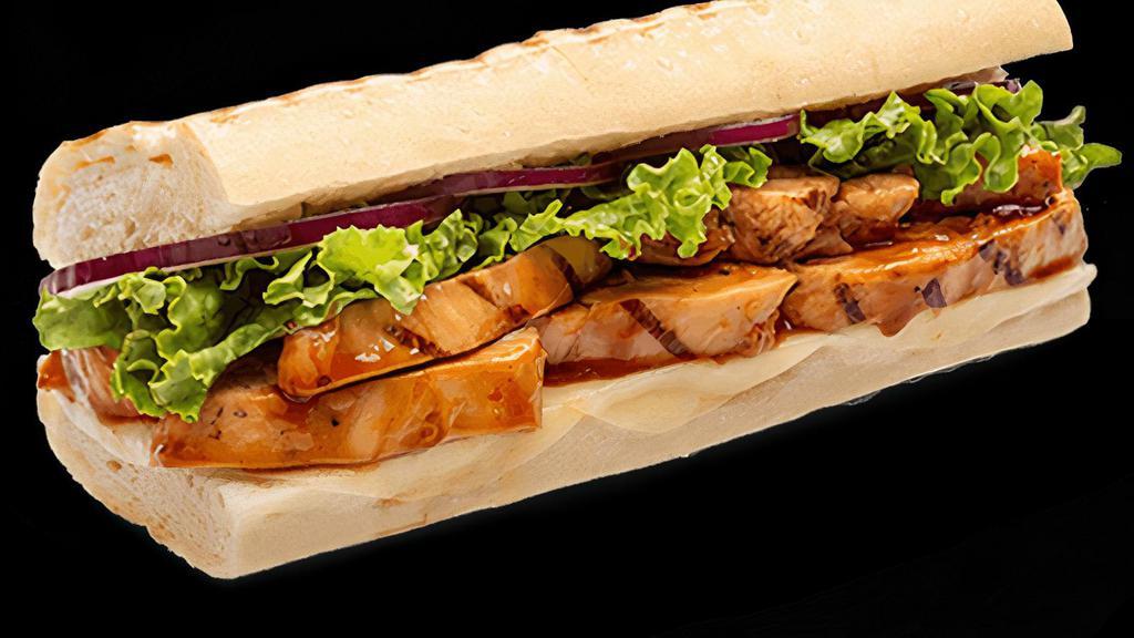 Teriyaki Chicken Melt · Grilled chicken breast strips with a sweet teriyaki glaze and provolone cheese - all grilled to perfection on your choice of bread.