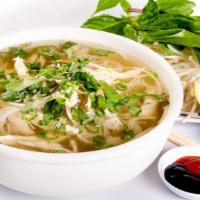 20. Phở Gà / Chicken Noodle Pho · Chicken noodle soup w/ rice noodles.
 (Chicken breast)
