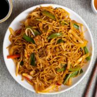 Send Noods (Spicy Pork Noodles) 辣肉絲炒麵 · Spicy juicy pork and seasonal vegetables cooked with noodles.
