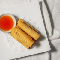 2. Egg Rolls · Deep-fried egg rolls stuffed with chicken, silver noodle, and vegetables, serve with sweet a...