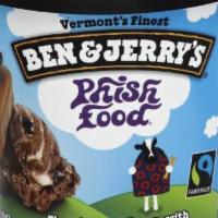 Ben Jerry fish phish food one pint (473ml) · chocolate ice cream with gooey marshmello swirls,caramel &fudge fish