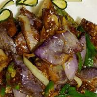 Szechuan Eggplant · Hot and spicy.