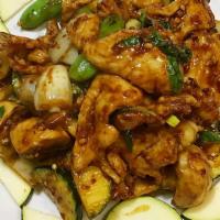 Basil Chicken · Hot and spicy.