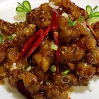 Dry Braised Crispy Pork · Hot and spicy.