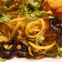 Bam-I · Thin egg noodles and vermicelli noodles, stir-fried with vegetables, chicken, shrimp and fis...