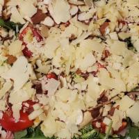 Hayes  Salad · Organic baby arugula, broccoli, cherry tomatoes, fresh apples, prosciutto, parmesan, almonds.