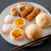 Dim Sum Sampler A · 10 pieces of assorted dim sum (2 pieces each):
- Steamed Shrimp Dumplings
- Steamed Pork & S...