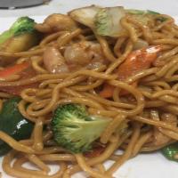 Combo Chow Mein · Chow Mein with shrimp, pork and chicken