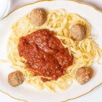 Spaghetti with Meatballs & Meat Sauce · 
