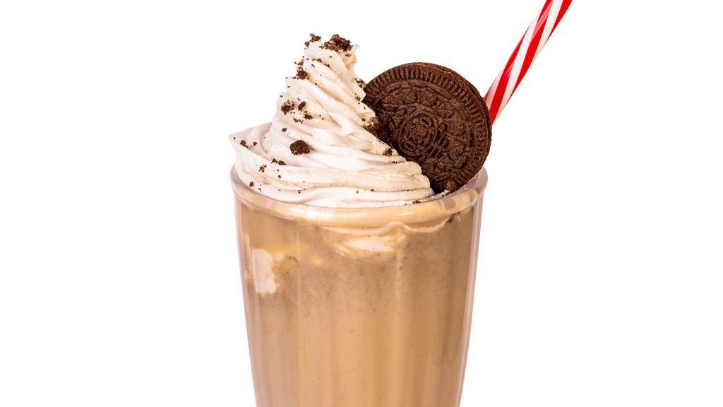 Oreo Shake · Everyone's favorite cookie in a glass. Topped with whipped cream.