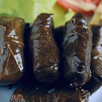 Dolmeh · Grape leaves, rice stuffing.