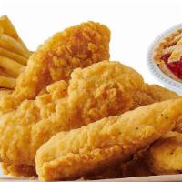 Big Chicken Bundle · Snack on 15 crispy chicken tenders and two pounds of French fries served with ranch and BBQ ...