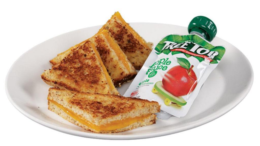 Gold Rush Buttery Grilled Cheese · Buttery golden brown toasted bread with melted cheddar cheese. Served with choice of side.