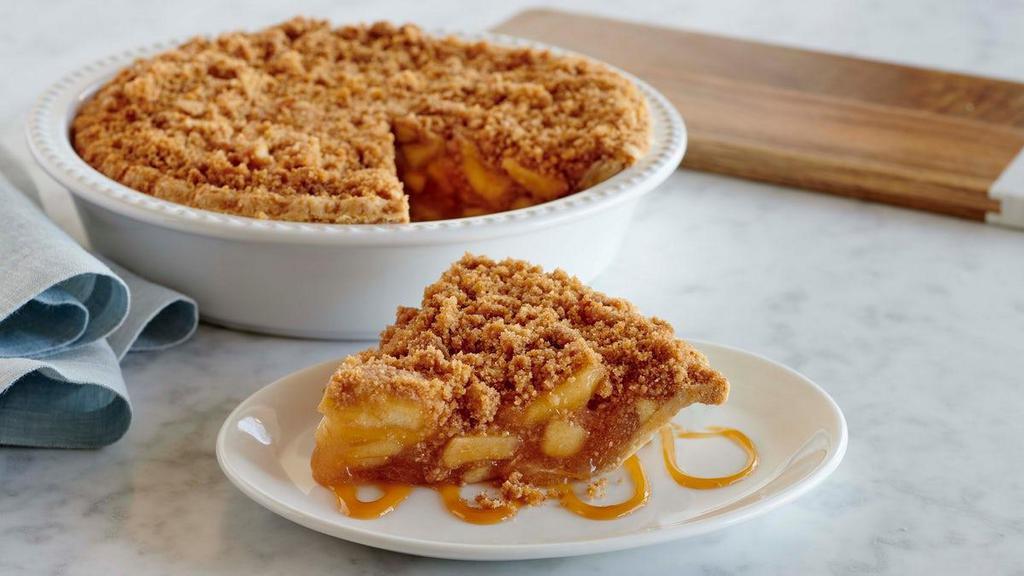 Whole Dutch Apple Pie · Fresh Washington grown Granny Smith apples, baked with a touch of cinnamon and covered with a layer of brown sugar crunchy crumble.  Due to limited quantities, only 2 per order, please.
