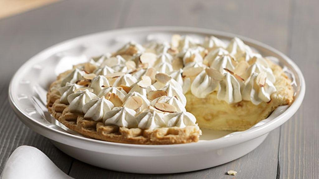 Whole Banana Cream Dream Pie · A rich vanilla cream filling, made in Shari’s bakery with pure milk and natural whole ingredients make this pie a smooth favorite. Topped with fresh whipped cream and a hearty dose of toasted almonds, the rich banana cream filling and fresh bananas in this pie never disappoint.  Due to limited quantities, only 2 per order, please.