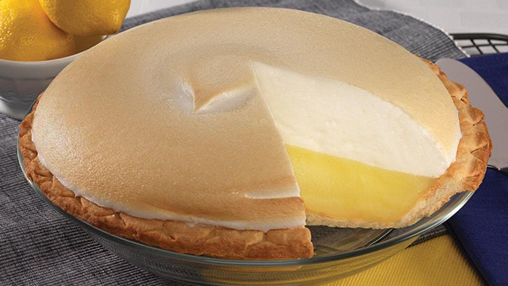 Whole Lemon Meringue Delight Pie · Bright citrus flavors combine with airy meringue goodness in this sweet number. Lemon custard made with wholesome real eggs and natural lemon zest provides the base to a lightly-browned and fluffy meringue top.  Due to limited quantities, only 2 per order, please.