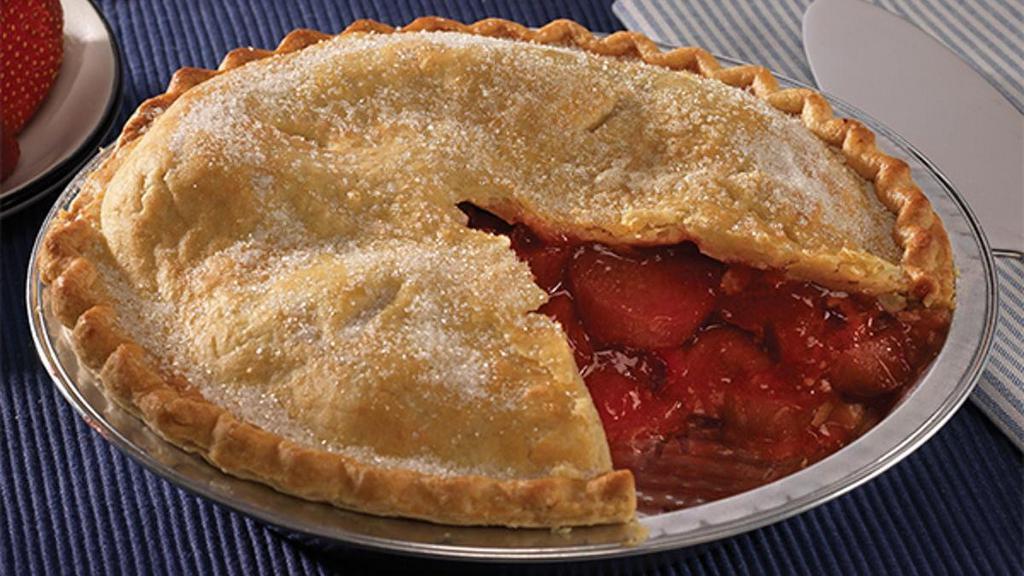 Whole Strawberry Rhubarb Delight Pie · Sliced Oregon and Washington-grown strawberries marry with rhubarb from Vancouver, BC for a true Northwest delight.  Due to limited quantities, only 2 per order, please.
