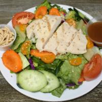 Chicken Asian · House salad, chicken breast, mardarin orange, cucumber and tomato sprinkle with sesame seed ...