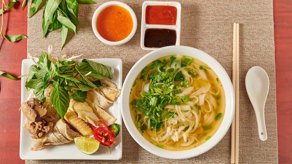 11. Pho Ga Nam An · Chicken noodle soup with chicken giblets.