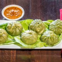 Vegetable Momo Dumplings · Steamed vegetable dumpling.