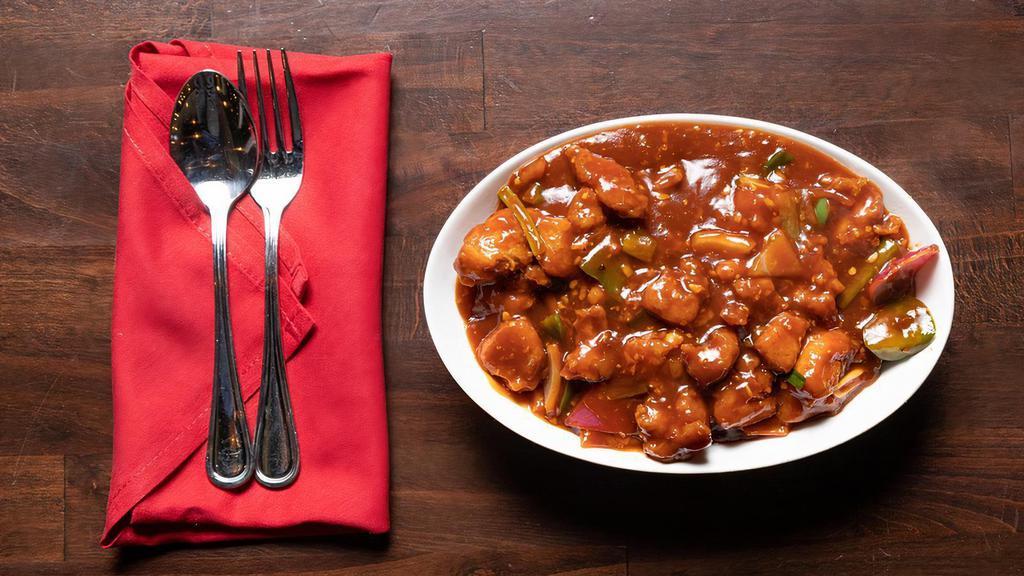 Chilli Chicken · Signature dishes. Spicy level 1. Onions, green bell peppers and thai bird chilies-top seller.