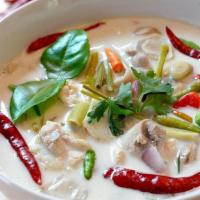 Tom Kha Tofu Coconut Soup  Vegan · (Vegan/Gluten-Free) Coconut Soup. Rich and creamy, yet tangy and salty. Made with real Thai ...