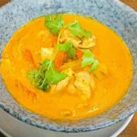 Yellow Curry with Chicken · (Gluten-Free) Choice of protein simmered in coconut milk, yellow curry, turmeric, potatoes, ...