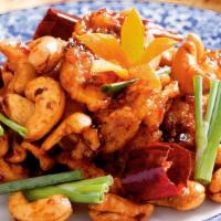 Cashew Nuts with Shrimp · Shrimp stir-fried with zucchini, scallions, cashew nuts, broccoli, and carrots