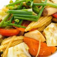Fresh Ginger with Tofu · Wok-fried mixed vegetables in garlic, ginger, and soy sauce