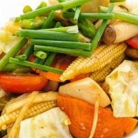 Fresh Ginger with Mixed Vegetables · Wok-fried mixed vegetables in garlic, ginger, and soy sauce