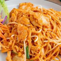 Pad Thai Pork · Wok-fried thin rice noodles with egg,. ground peanuts, and fresh bean. sprouts in tamarind s...