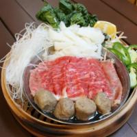 Beef Pho Hot Pot Set · Serves 2: Includes wagyu beef, beef brisket, beef tripe, beef tendon meatballs, 1x rice nood...