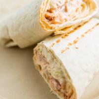 Hummus Wrap · Garbanzo beans blended with sesame paste, garlic, and lemon juice, parsley, tomatoes, onions...