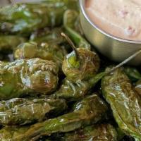 Blistered Shishito Peppers · with calabrian chili aioli