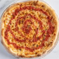 Boardwalk Pie · a.k.a. jersey shore tomato pie: mozzarella first....then sauce on top!