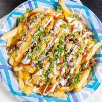 Birria Fries · French fries, beef Birria, sour cream, red salsa, green, salsa,cilantro, red onion.


*our b...