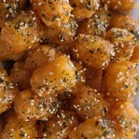 Spud Puffs (Reg Size) · Our version of Tater Tots w/ House Sauce & Furikake on Top!