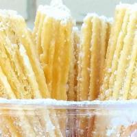 Churro Fries · Powdered Sugar Churros + Strawberry Dip