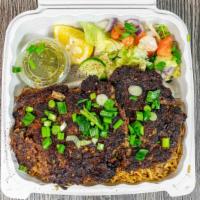Chapli Kabab · Grilled ground sirloin, prepared with a blend of spices, cilantro, tomatoes, and scallions. ...