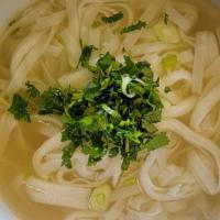 #7 Noodles and Chicken Soup · Choice of Noodles in Chicken Soup Only (Meatless)