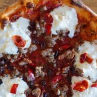BARTENDER'S SPECIAL · staff favorite spicy marinara pizza with burrata, olives, spicy fennel sausage, and calabres...