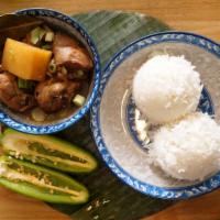 Chicken Adobo a la Carte · Braised chicken in a soy sauce and vinegar base with garlic, green onions and potatoes. Smal...