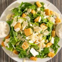 Caesar Salad (Large) · Hand-leafed crisp romaine, homemade croutons and shaved Parmesan with Caesar dressing.
