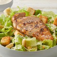 Caesar Salad With Grilled Chicken · Grilled chicken, romaine, Parmesan-Romano, Caesar dressing, Asiago croutons and Parmesan cri...