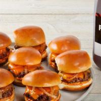 Whiskey Glaze Sliders Party Tray · Beef burgers, Signature Whiskey-Glaze, cheddar, onions, spicy aioli and choice of half-gallo...