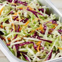 Slaw Party Tray · Slaw mix of red and green cabbage, shredded carrots, and fresh spinach tossed in creamy cole...
