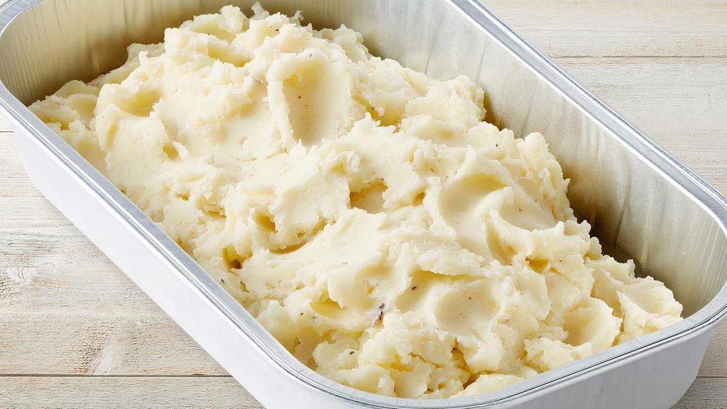 Mash Potatoes Party Tray · Creamy mashed potatoes blended with cheddar cheese, sour cream and real butter. Serves 2-3.