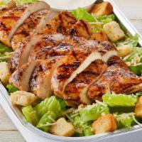 Caesar Salad With Chicken Party Tray · Grilled chicken, romaine, Parmesan-Romano, Caesar dressing, croutons, Parmesan crisps and ch...