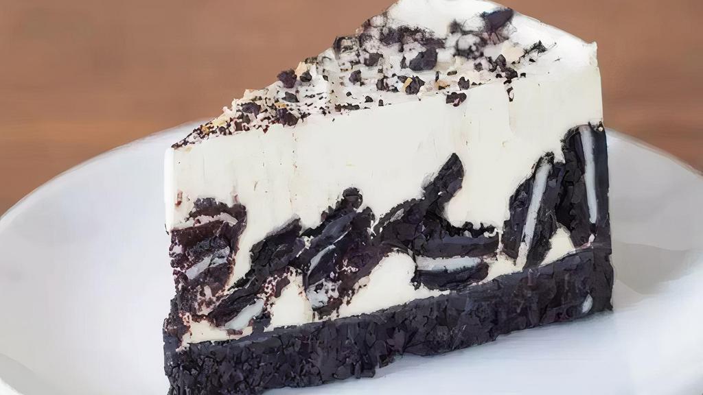 Oreo Cheesecake · House made cheesecake with an oreo cookie crust and topped with an oreo crumble.