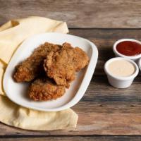 Spicy Crispy Chicken Strips · Mirchi’s favorite. Served with our famous spicy ranch sauce.